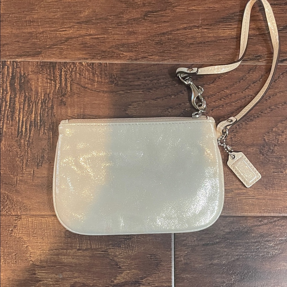 Coach Shimmering Cream Wristlet Clutch
